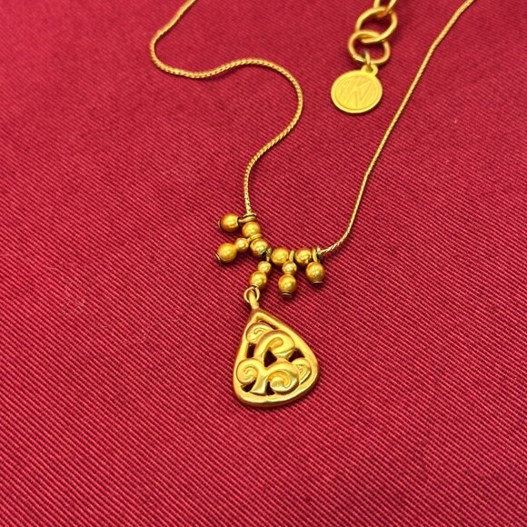 VTG Anne Klein II Brushed Satin Gold-Plated Pendant Necklace - Picture 10 of 14